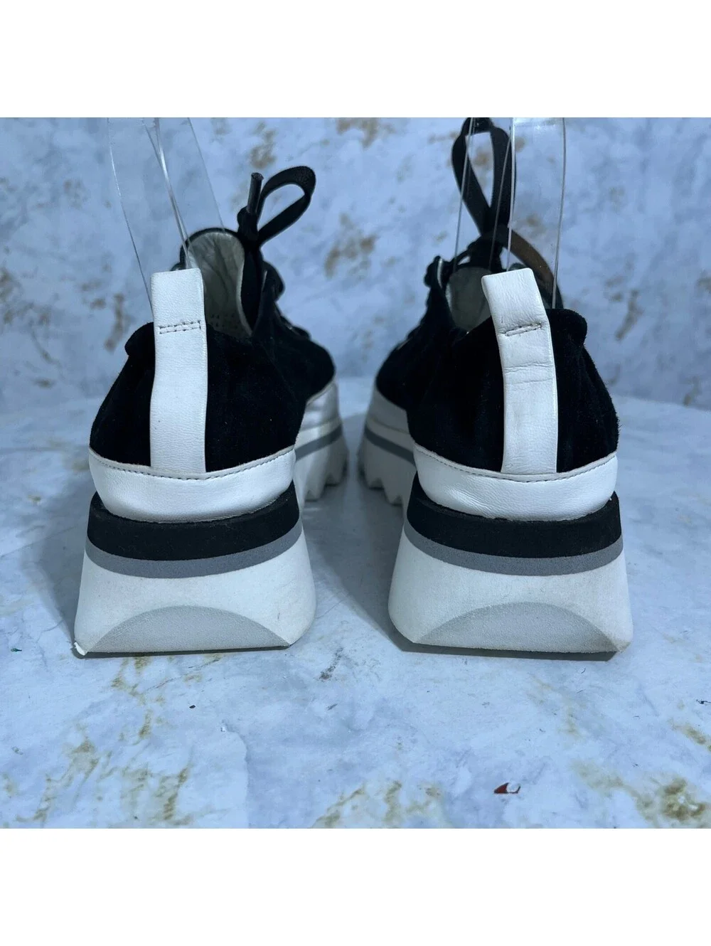 Softwaves Bliss 38 Women's Size 8 Shoes Black White Comfort Platform Sneakers